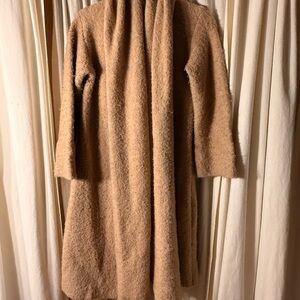 Theory Bouclé Open Front Long Cardigan Camel Size Medium